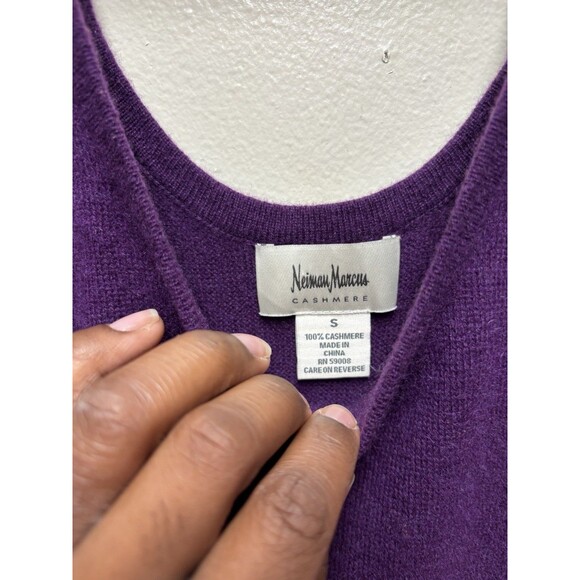 Neiman Marcus 100% Cashmere Knit Tank Top Sweater Purple Pullover Small Womens - Picture 2 of 5